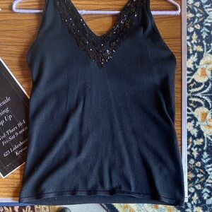 Elegant Black Sequin V-Neck Halter Top